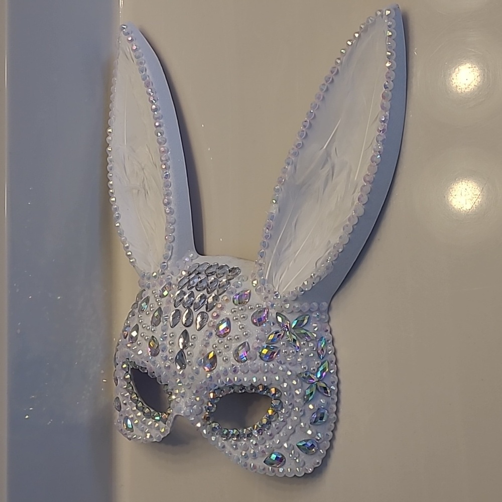 Bunny Bling Mask Dazzling Acrylic Pearls & Crystals - Picture 15 of 16
